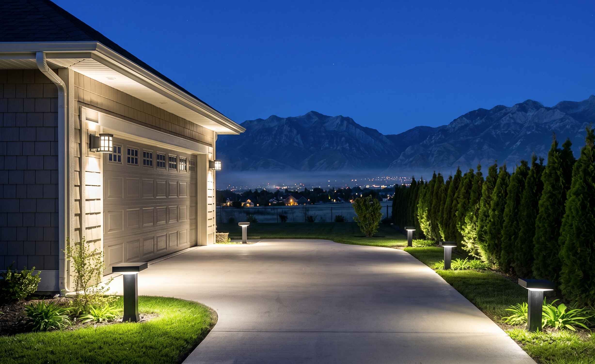 Exterior garage lighting Draper Utah by Elite Electric
