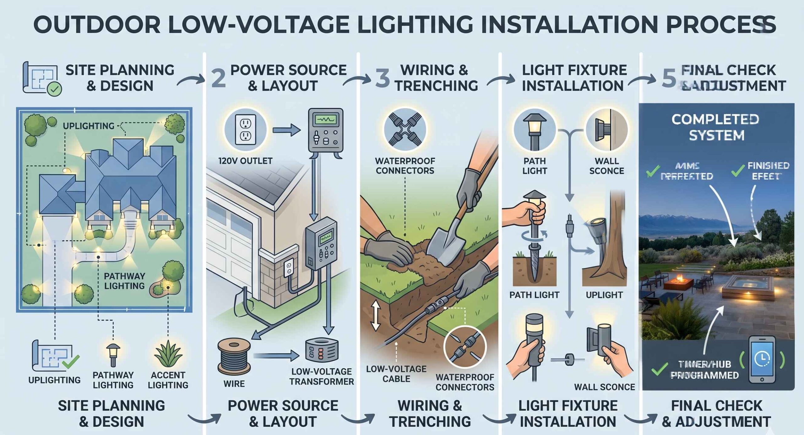 Outdoor lighting installation process Utah