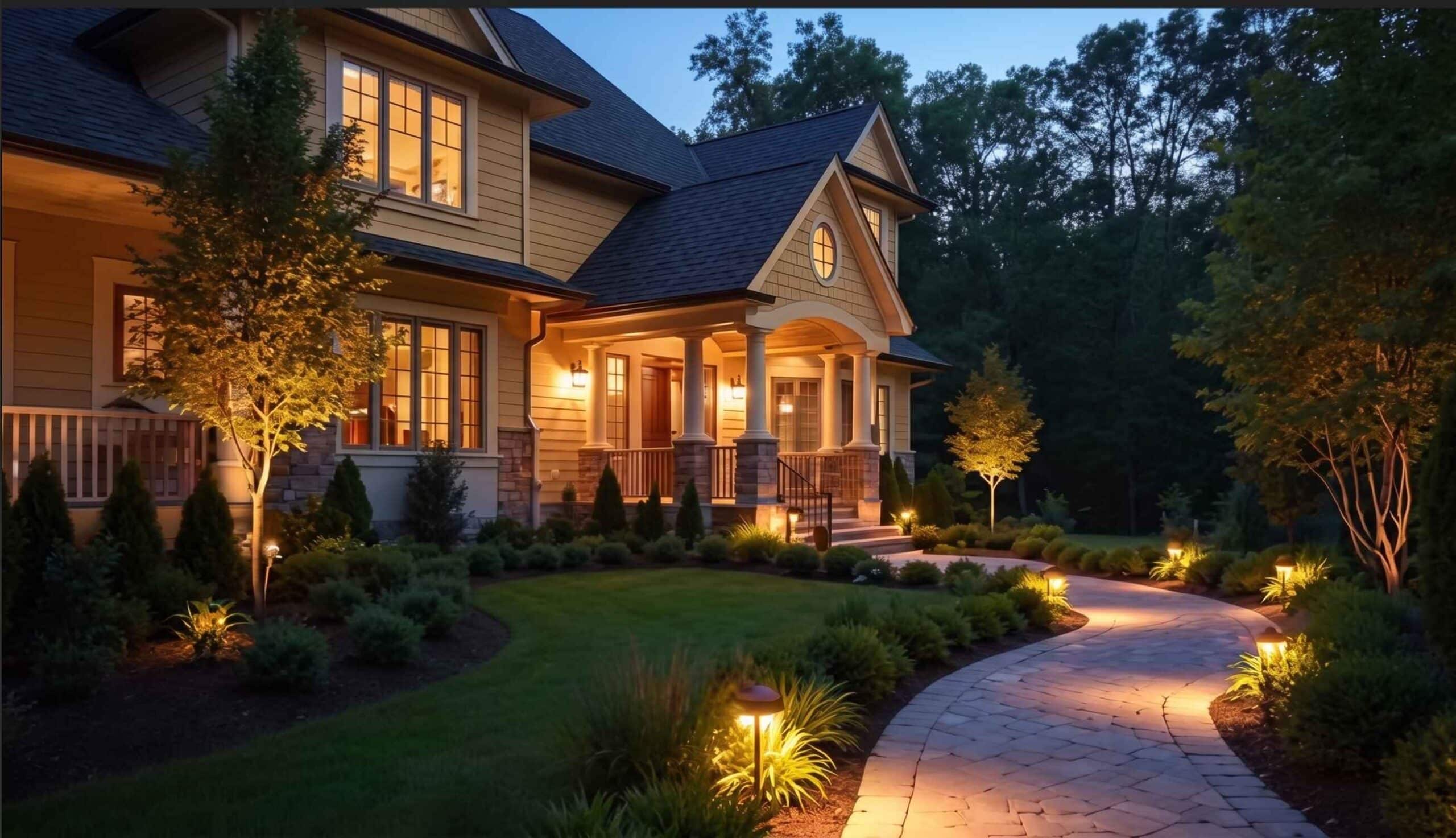 Pathway lighting closeup landscape lighting installation Utah